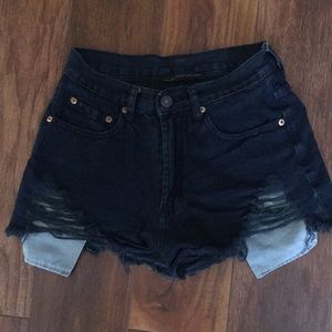 Signature8 High waisted dark wash denim cut offs